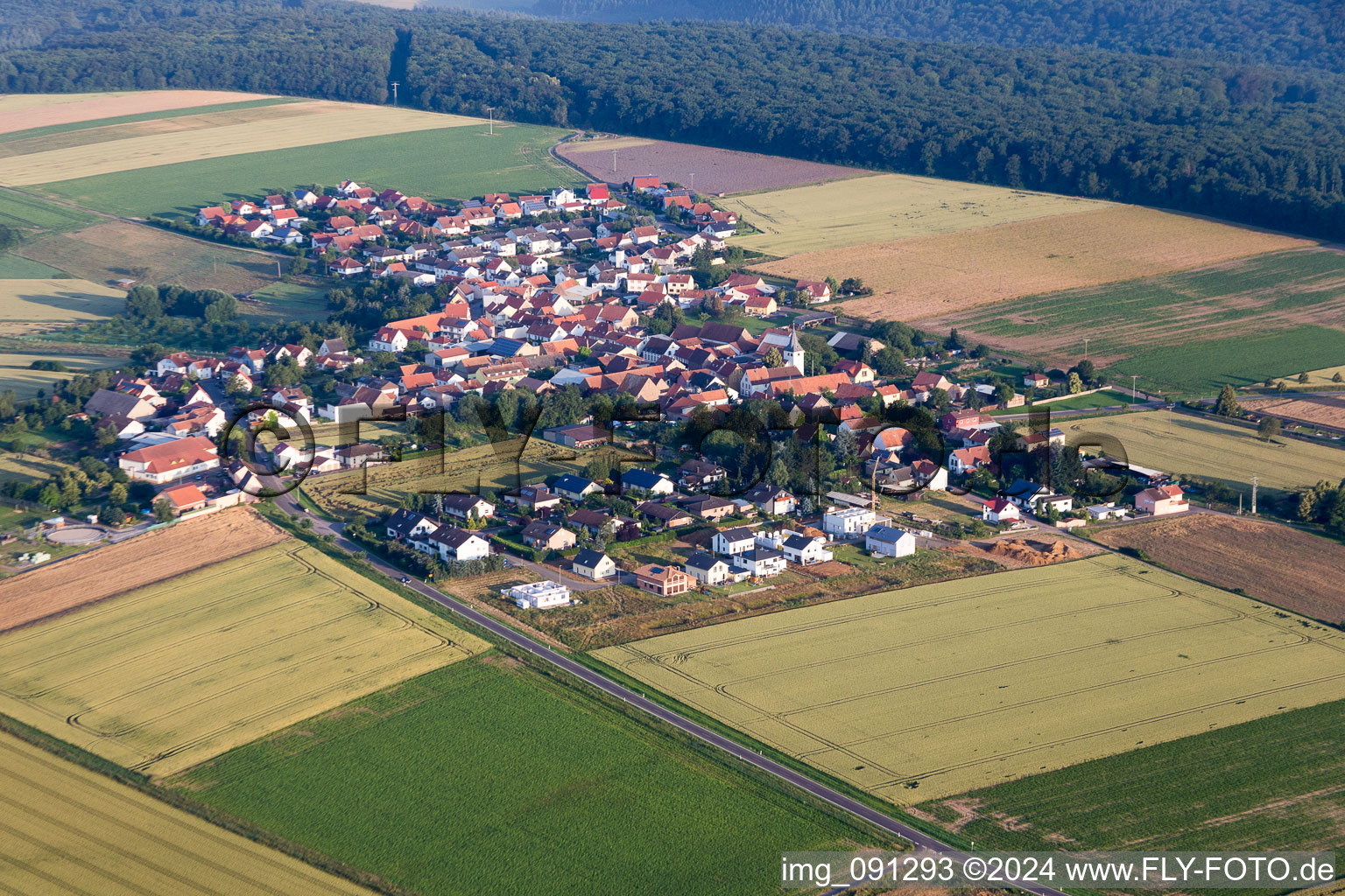 Vue aérienne de Champs agricoles et surfaces utilisables à Orbis dans le département Rhénanie-Palatinat, Allemagne