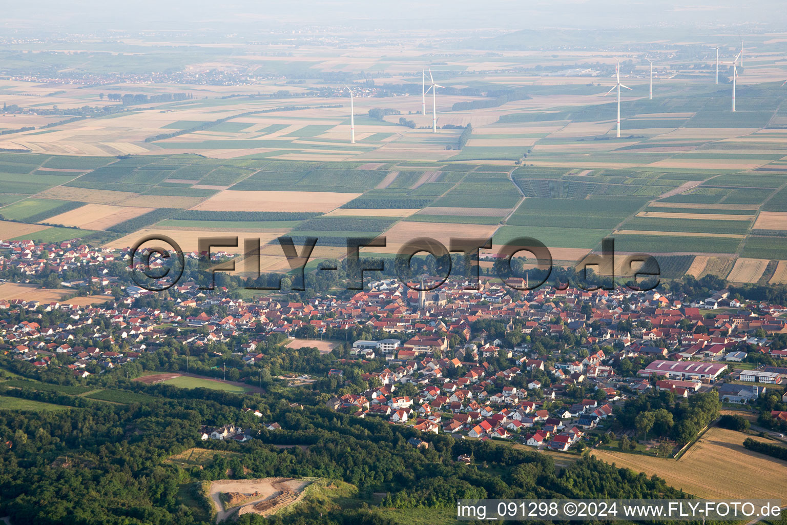 Vue aérienne de Flonheim dans le département Rhénanie-Palatinat, Allemagne