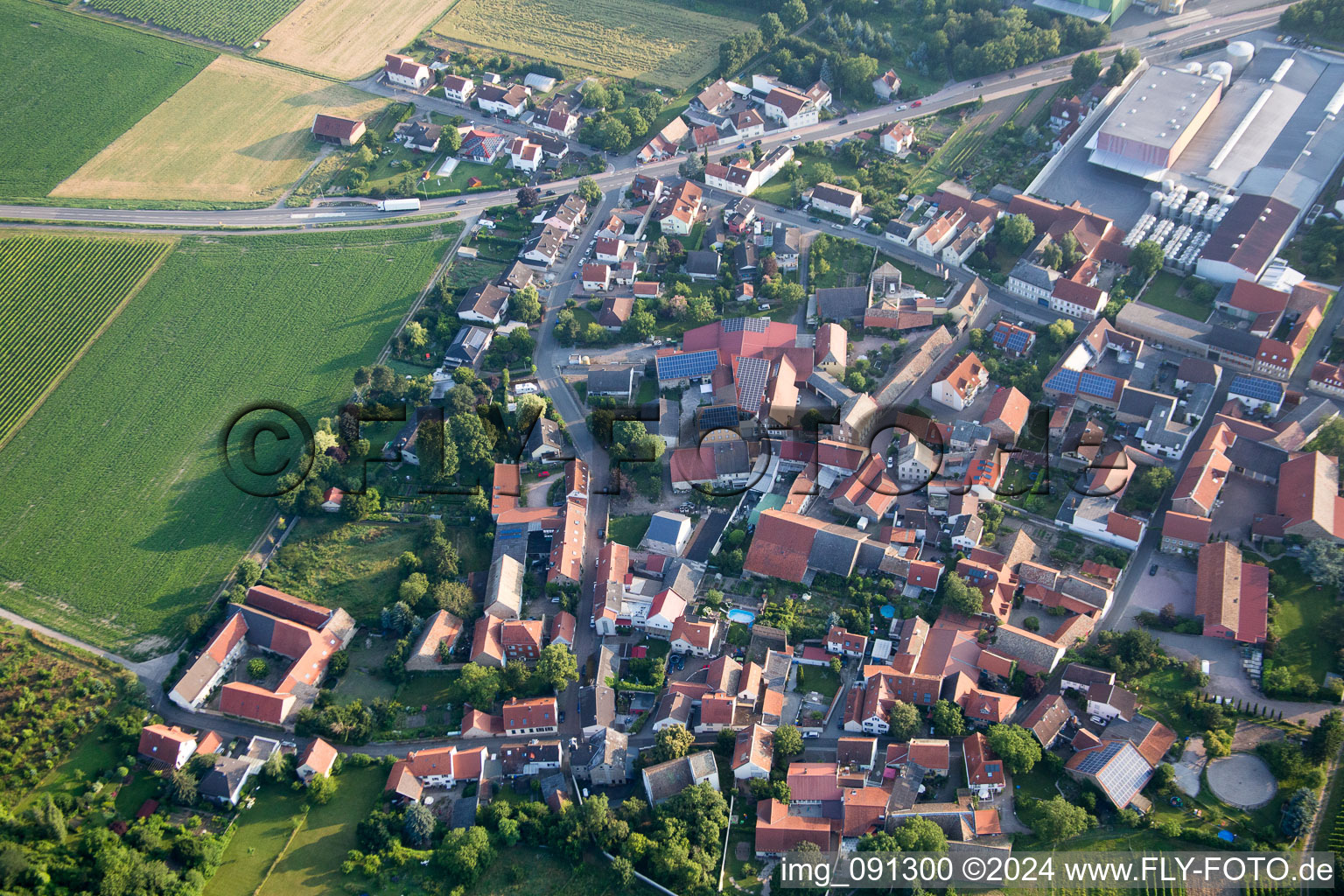 Vue aérienne de Bornheim (Alzey-Vers) à Alzey dans le département Rhénanie-Palatinat, Allemagne