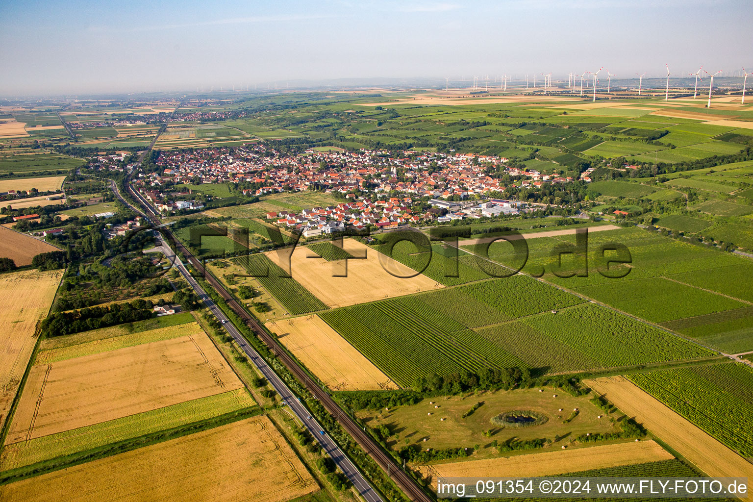 Guntersblum dans le département Rhénanie-Palatinat, Allemagne depuis l'avion