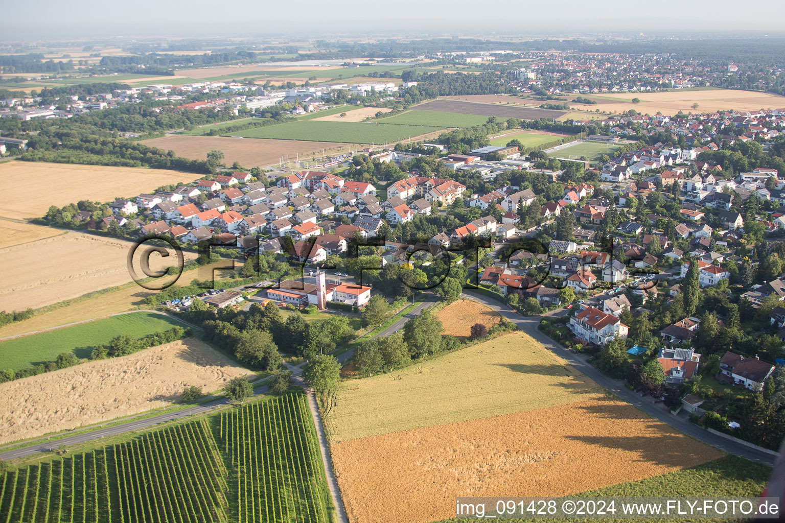 Vue aérienne de Alsbach-Hähnlein dans le département Hesse, Allemagne