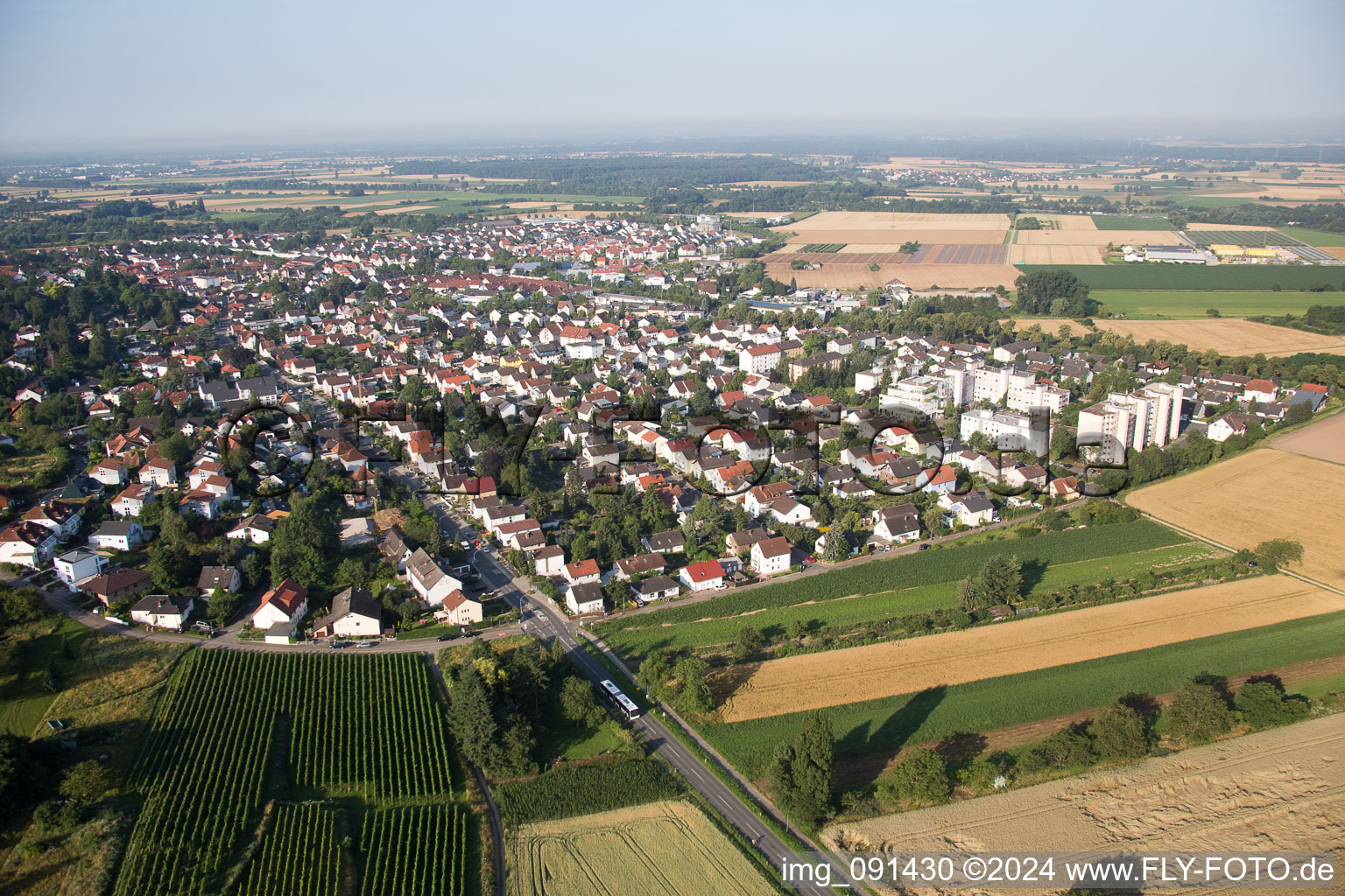 Vue oblique de Alsbach-Hähnlein dans le département Hesse, Allemagne