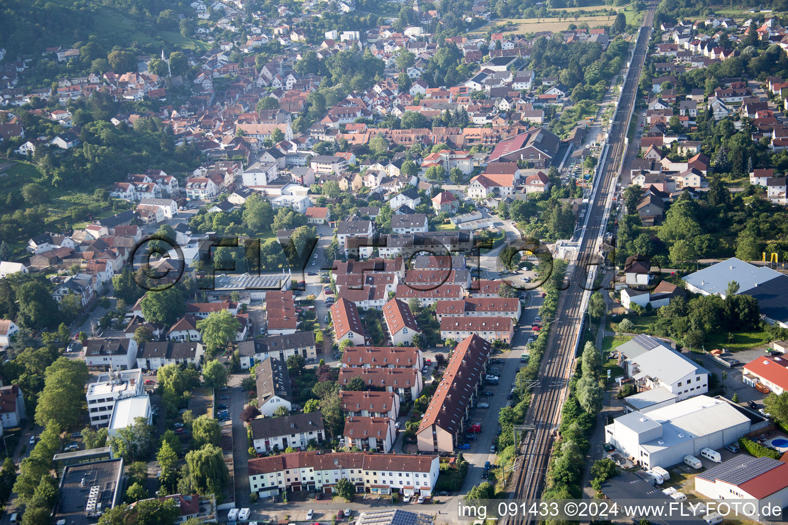 Photographie aérienne de Zwingenberg dans le département Hesse, Allemagne