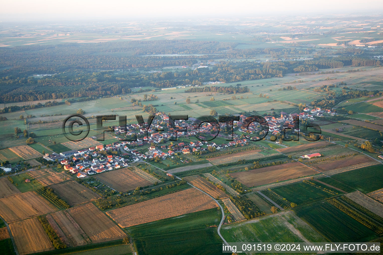 Vue d'oiseau de Schweighofen dans le département Rhénanie-Palatinat, Allemagne