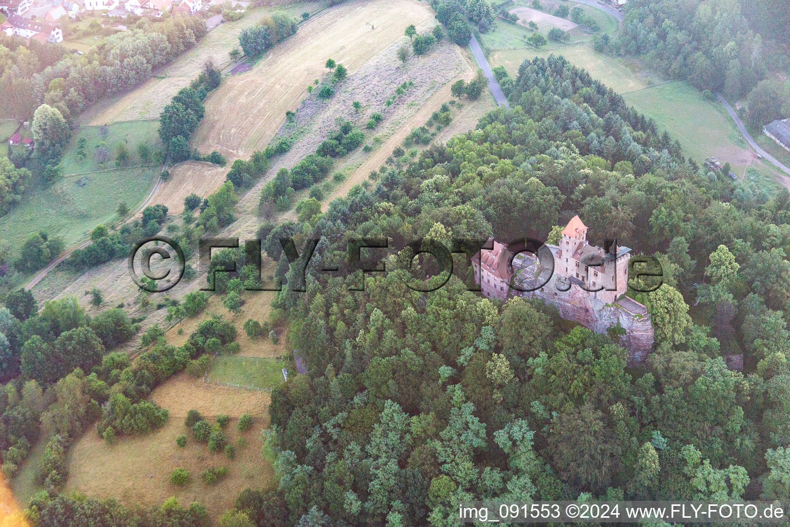 Vue aérienne de Erlenbach bei Dahn dans le département Rhénanie-Palatinat, Allemagne