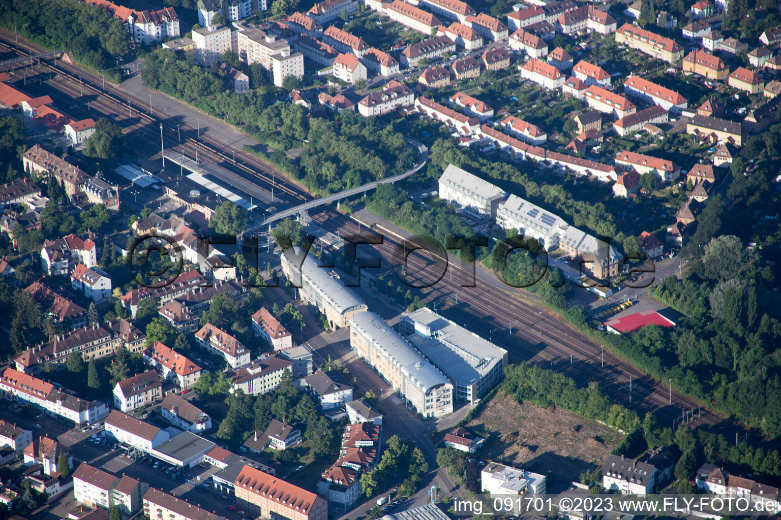 Vue aérienne de Gare à Speyer dans le département Rhénanie-Palatinat, Allemagne