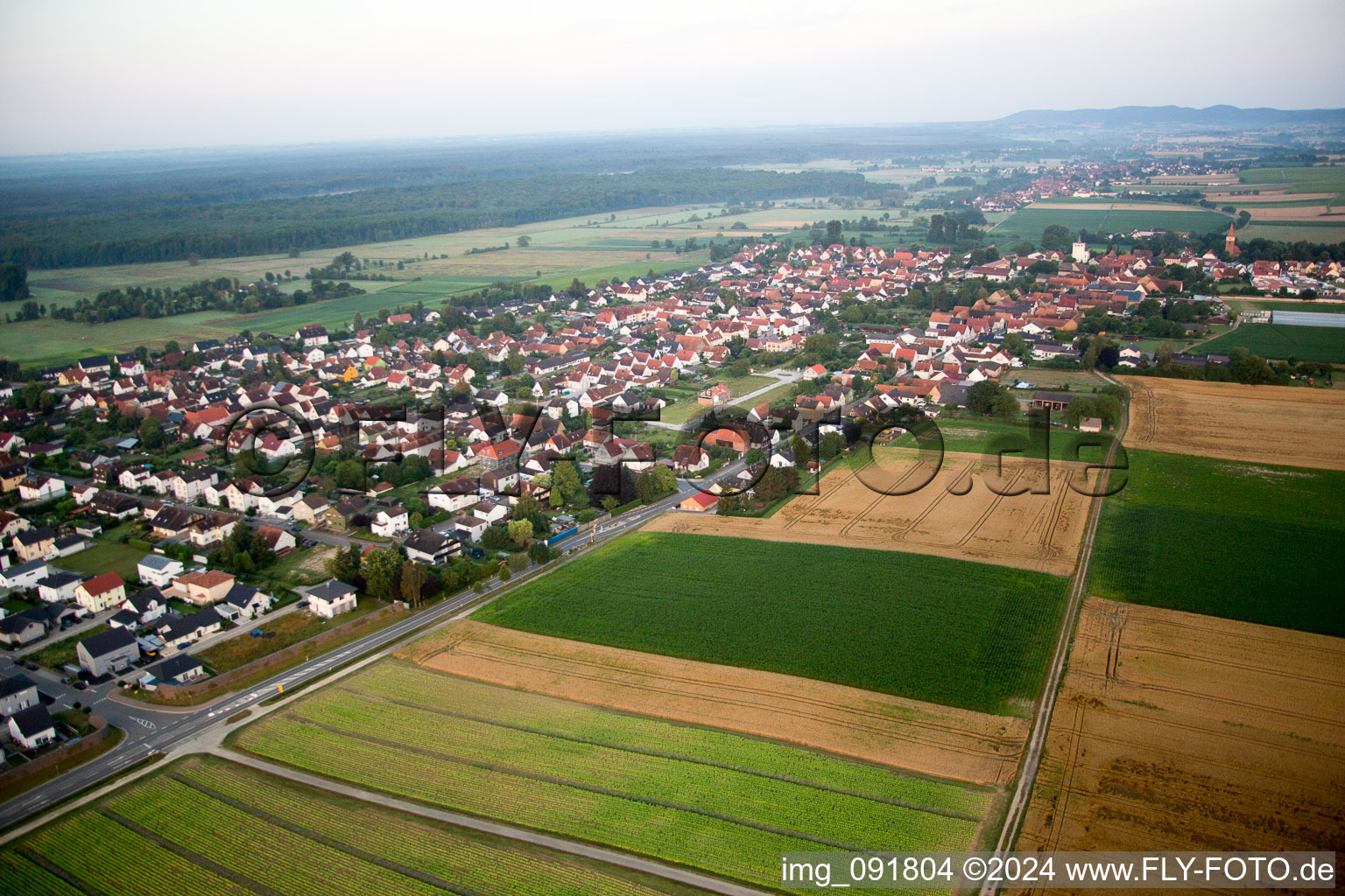 Minfeld dans le département Rhénanie-Palatinat, Allemagne depuis l'avion