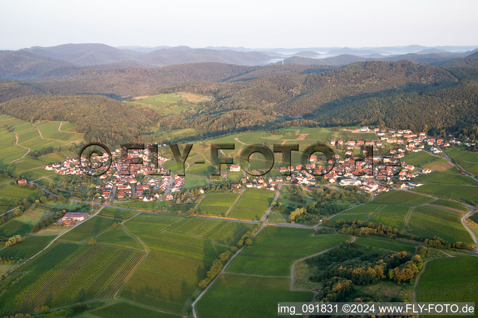 Quartier Gleishorbach in Gleiszellen-Gleishorbach dans le département Rhénanie-Palatinat, Allemagne depuis l'avion