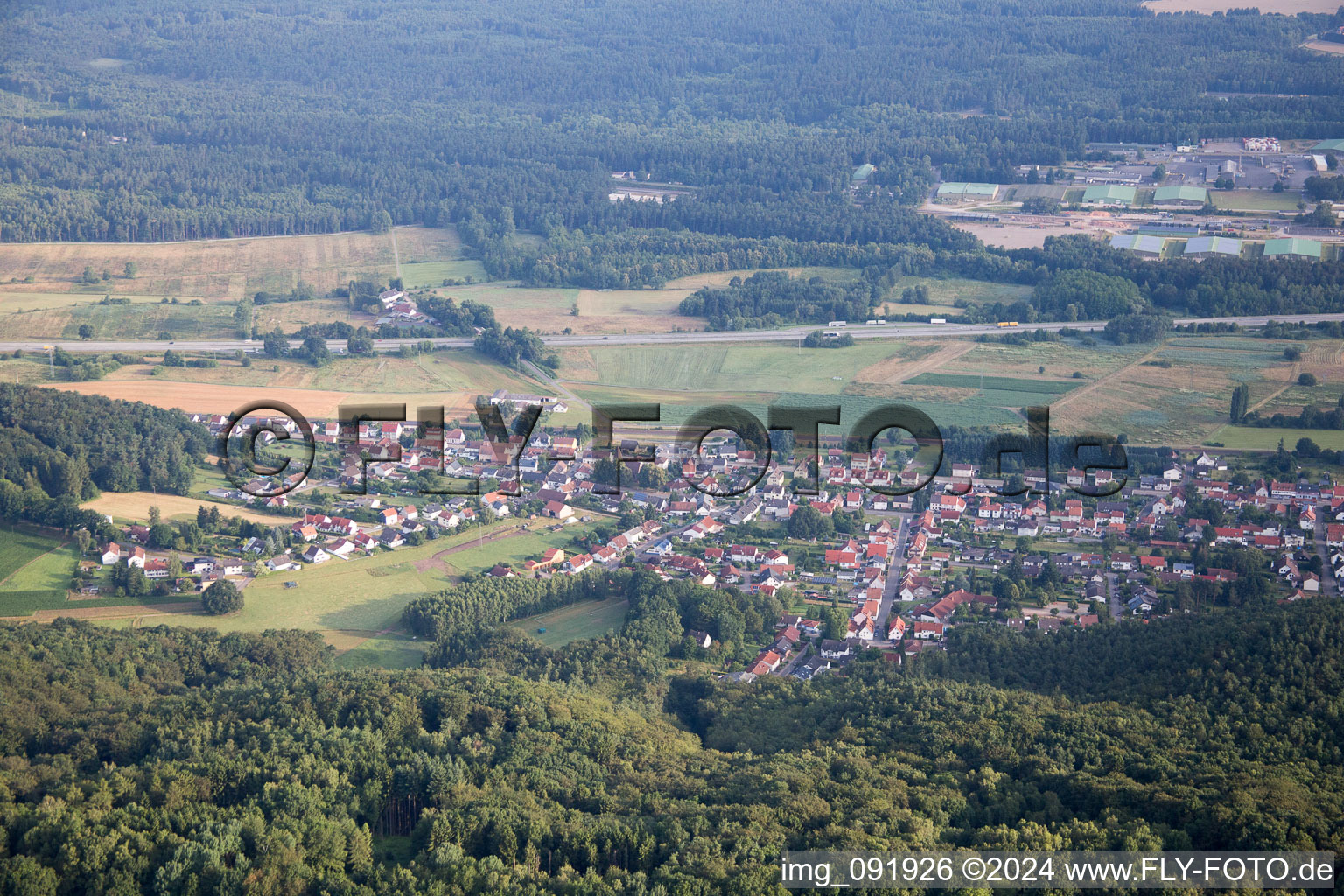 Vue oblique de Lambsborn dans le département Rhénanie-Palatinat, Allemagne