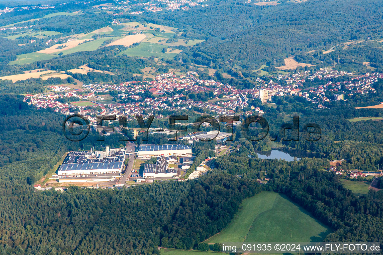 Vue aérienne de Waldmohr dans le département Sarre, Allemagne