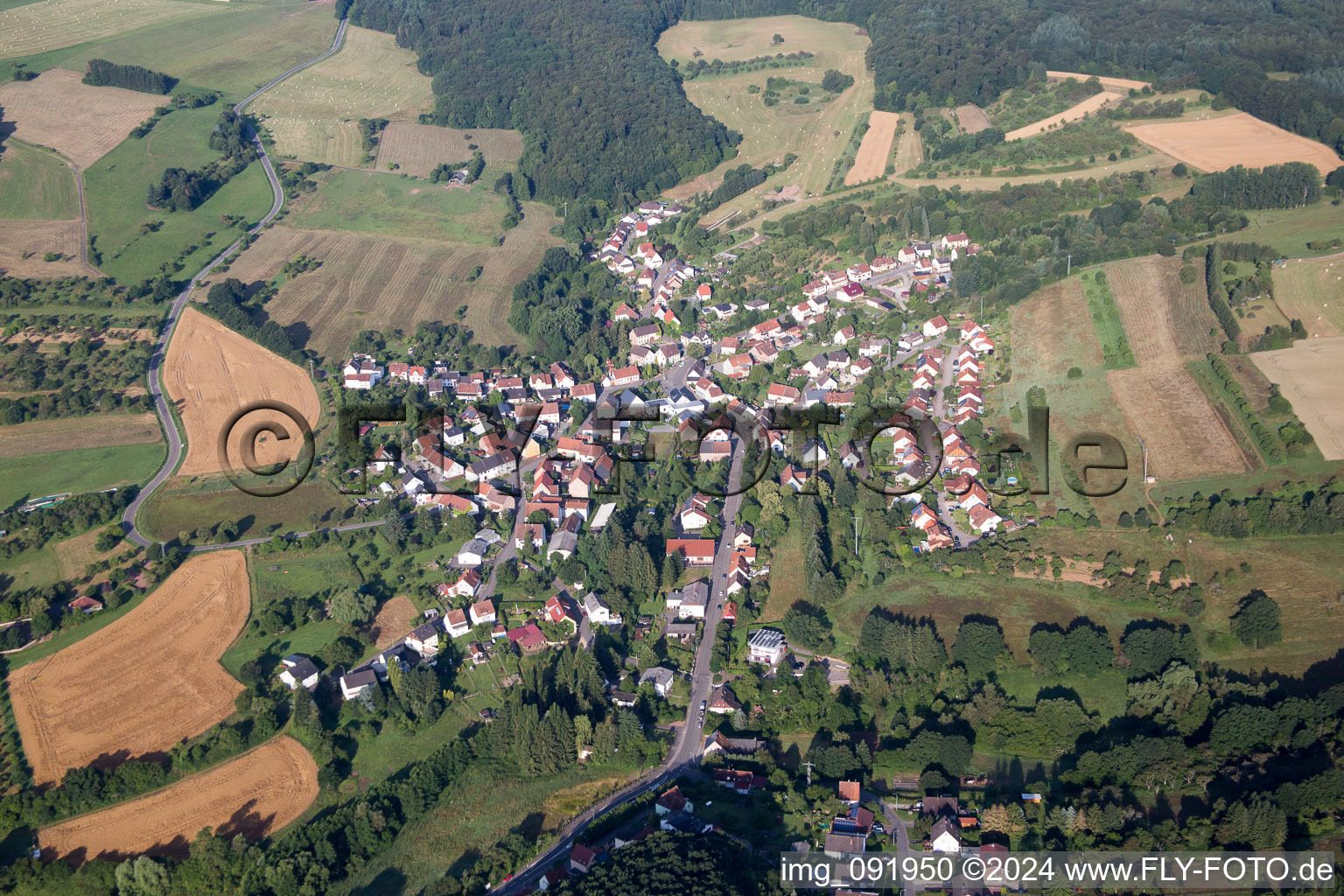 Vue aérienne de Champs agricoles et surfaces utilisables à Frohnhofen dans le département Rhénanie-Palatinat, Allemagne