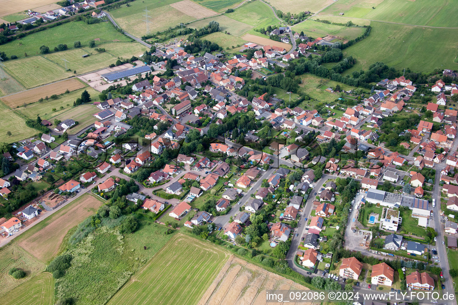 Vue oblique de Börrstadt dans le département Rhénanie-Palatinat, Allemagne