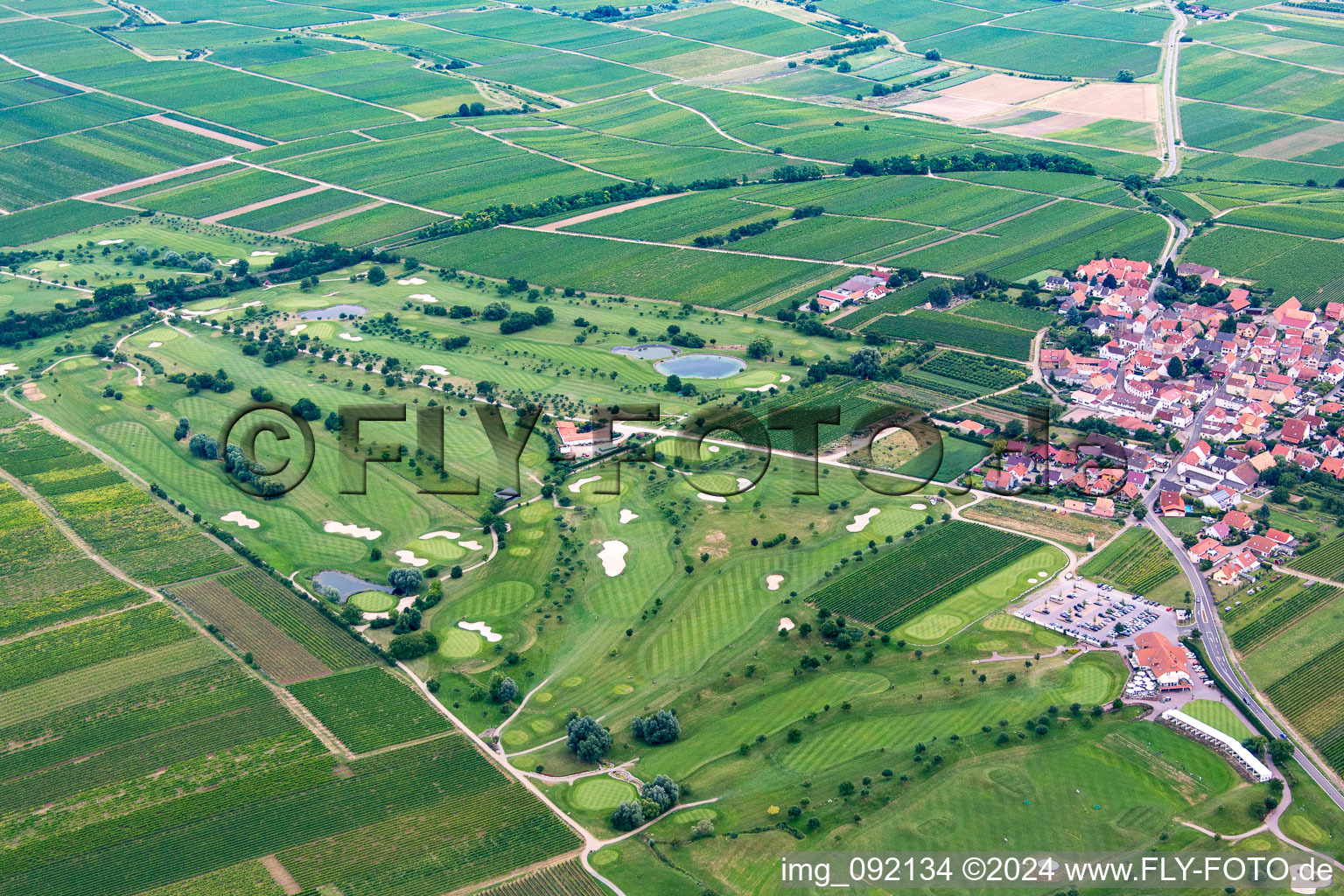 Vue aérienne de Terrain de golf à Dackenheim dans le département Rhénanie-Palatinat, Allemagne