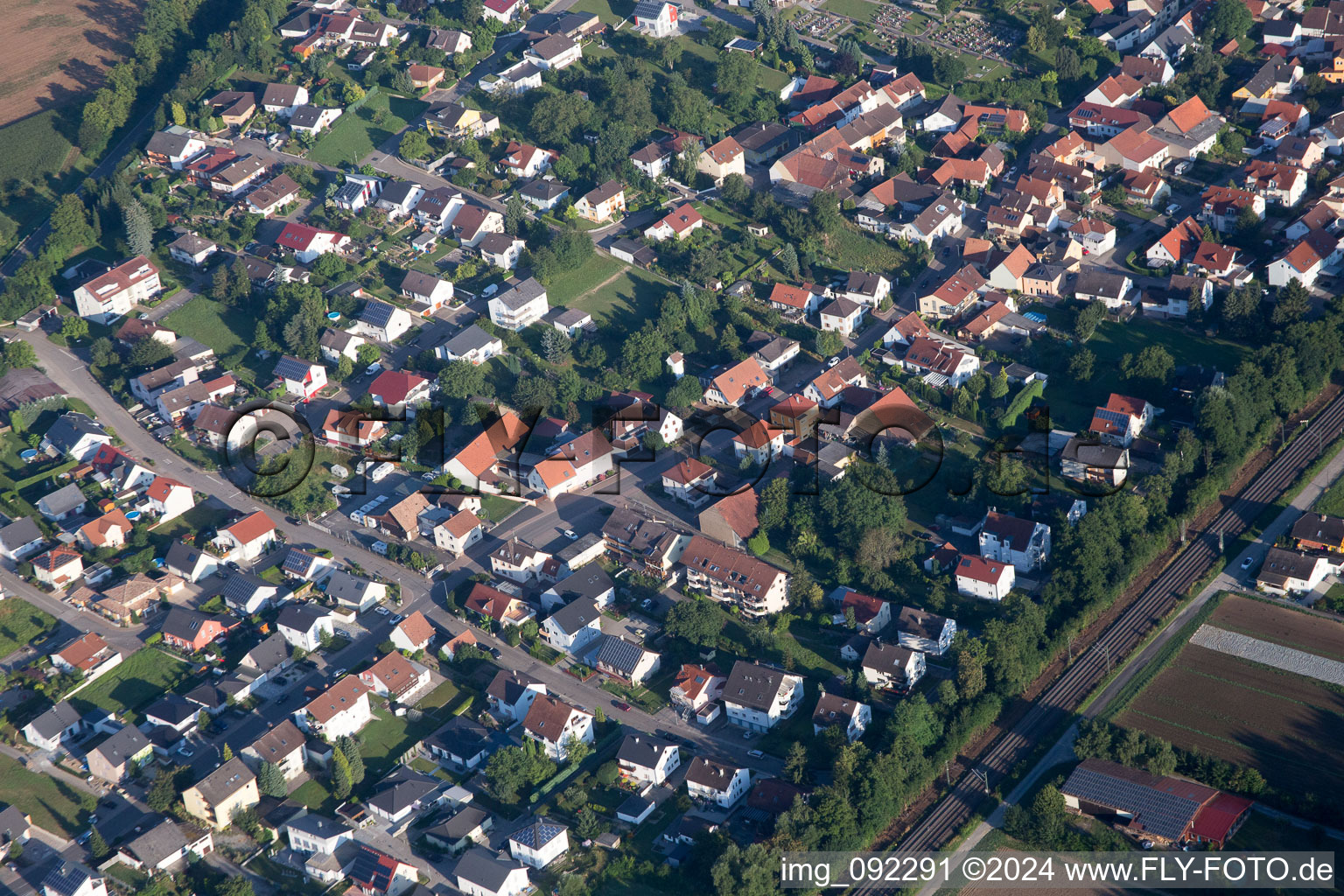 Vue oblique de Gondelsheim dans le département Bade-Wurtemberg, Allemagne