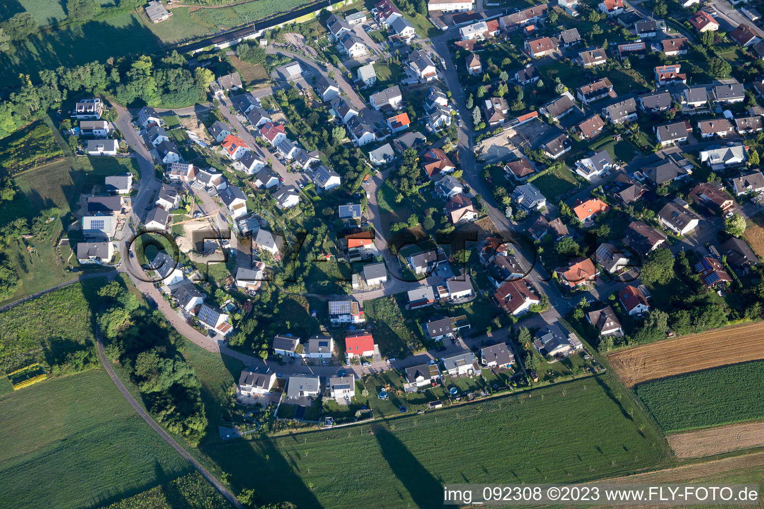 Photographie aérienne de Kraichgaustrasse à le quartier Heidelsheim in Bruchsal dans le département Bade-Wurtemberg, Allemagne