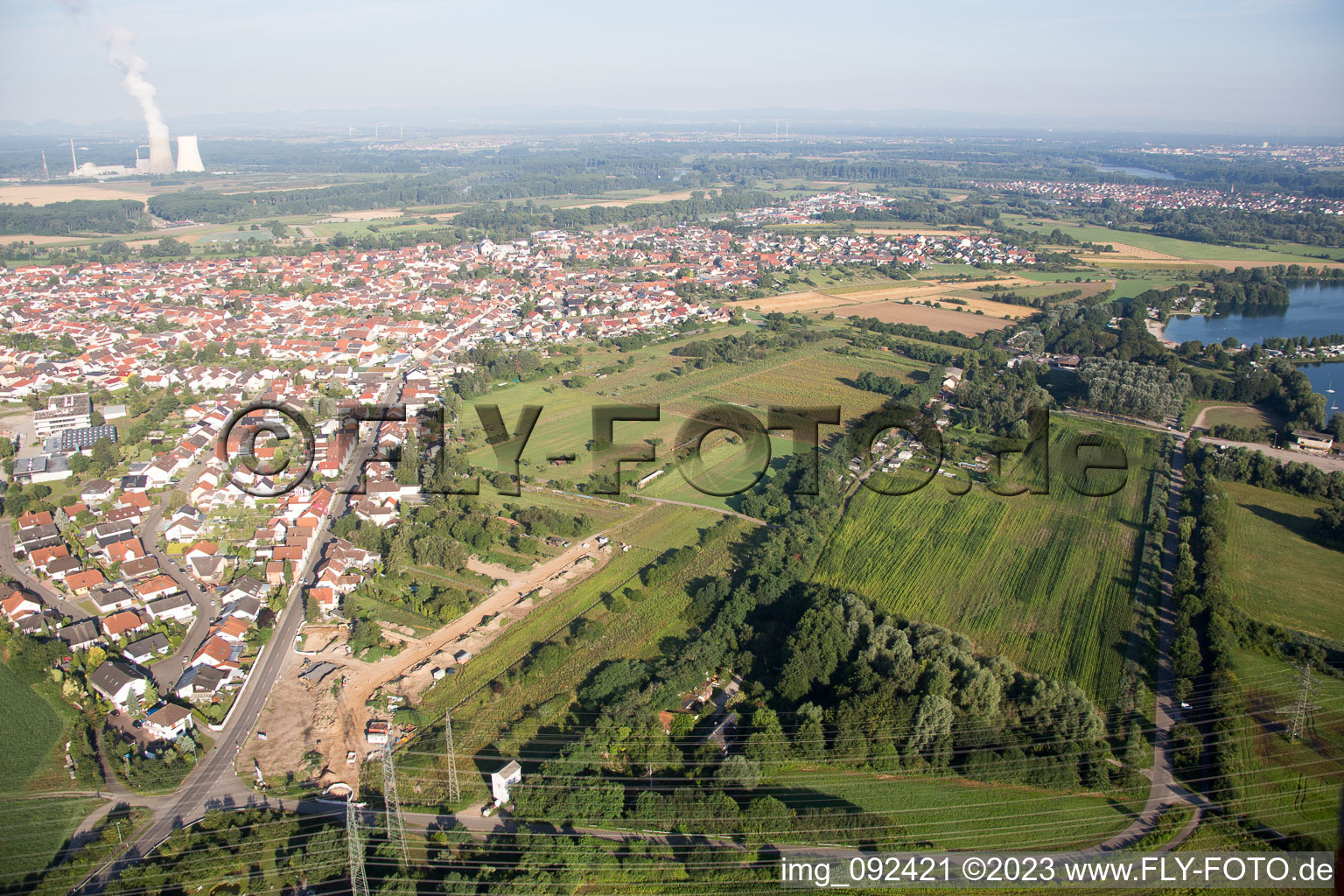 Photographie aérienne de Quartier Oberhausen in Oberhausen-Rheinhausen dans le département Bade-Wurtemberg, Allemagne
