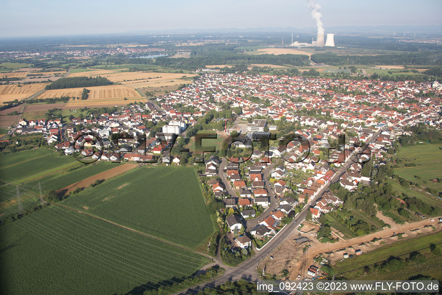 Vue oblique de Quartier Oberhausen in Oberhausen-Rheinhausen dans le département Bade-Wurtemberg, Allemagne
