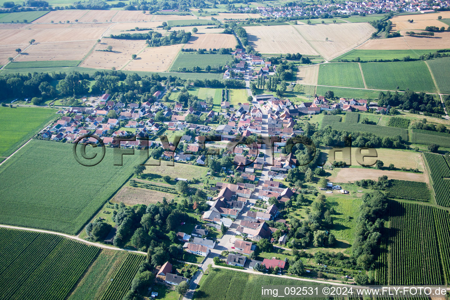 Vue aérienne de Niederotterbach dans le département Rhénanie-Palatinat, Allemagne