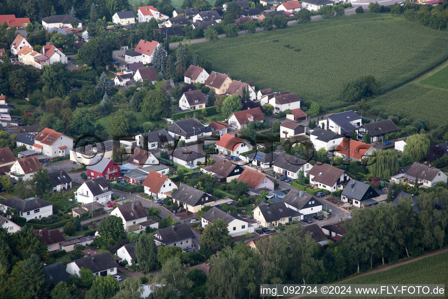 Maxburgstr à le quartier Billigheim in Billigheim-Ingenheim dans le département Rhénanie-Palatinat, Allemagne d'en haut