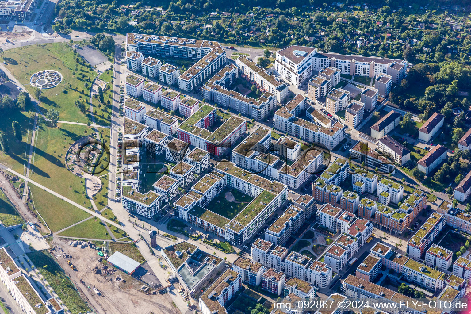 Photographie aérienne de Parc de la ville à le quartier Südstadt in Karlsruhe dans le département Bade-Wurtemberg, Allemagne