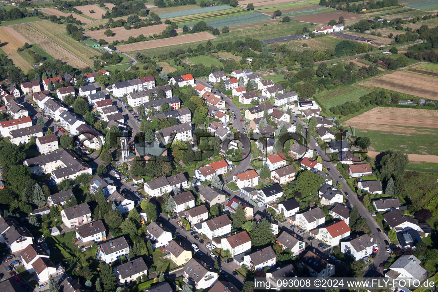 Quartier Wolfartsweier in Karlsruhe dans le département Bade-Wurtemberg, Allemagne d'en haut