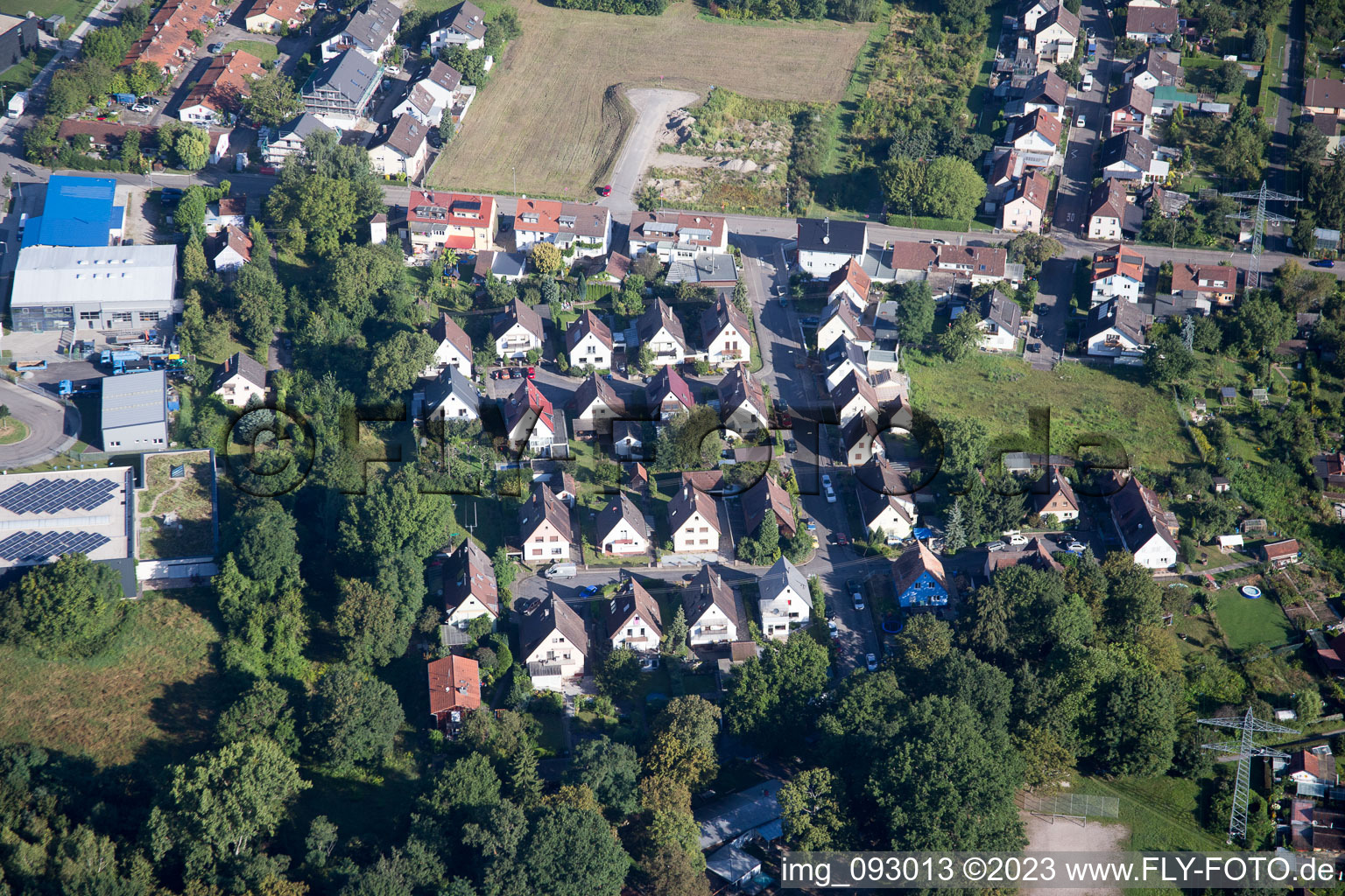 Vue aérienne de Chemin de galets à le quartier Durlach in Karlsruhe dans le département Bade-Wurtemberg, Allemagne