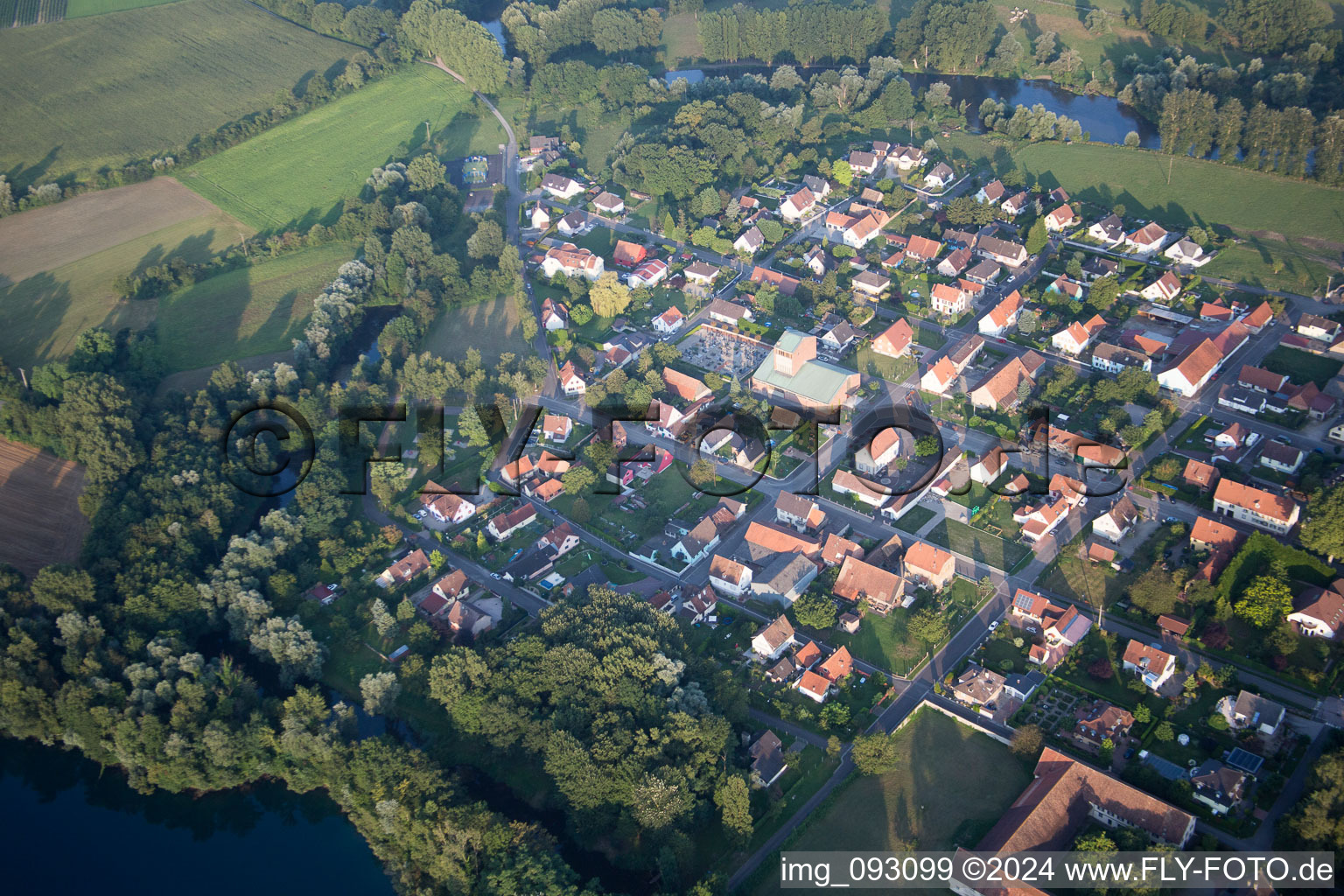 Vue oblique de Fort-Louis dans le département Bas Rhin, France