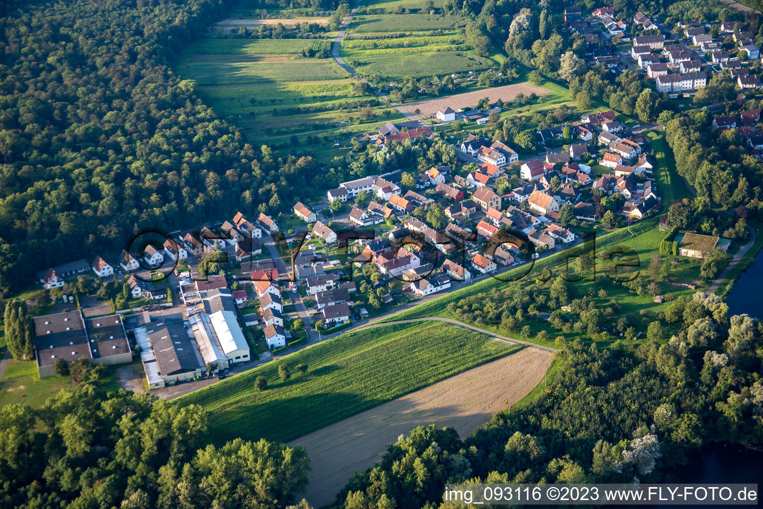 Vue aérienne de Quartier Greffern in Rheinmünster dans le département Bade-Wurtemberg, Allemagne