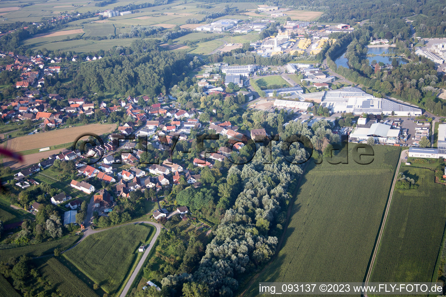Quartier Freistett in Rheinau dans le département Bade-Wurtemberg, Allemagne vue d'en haut