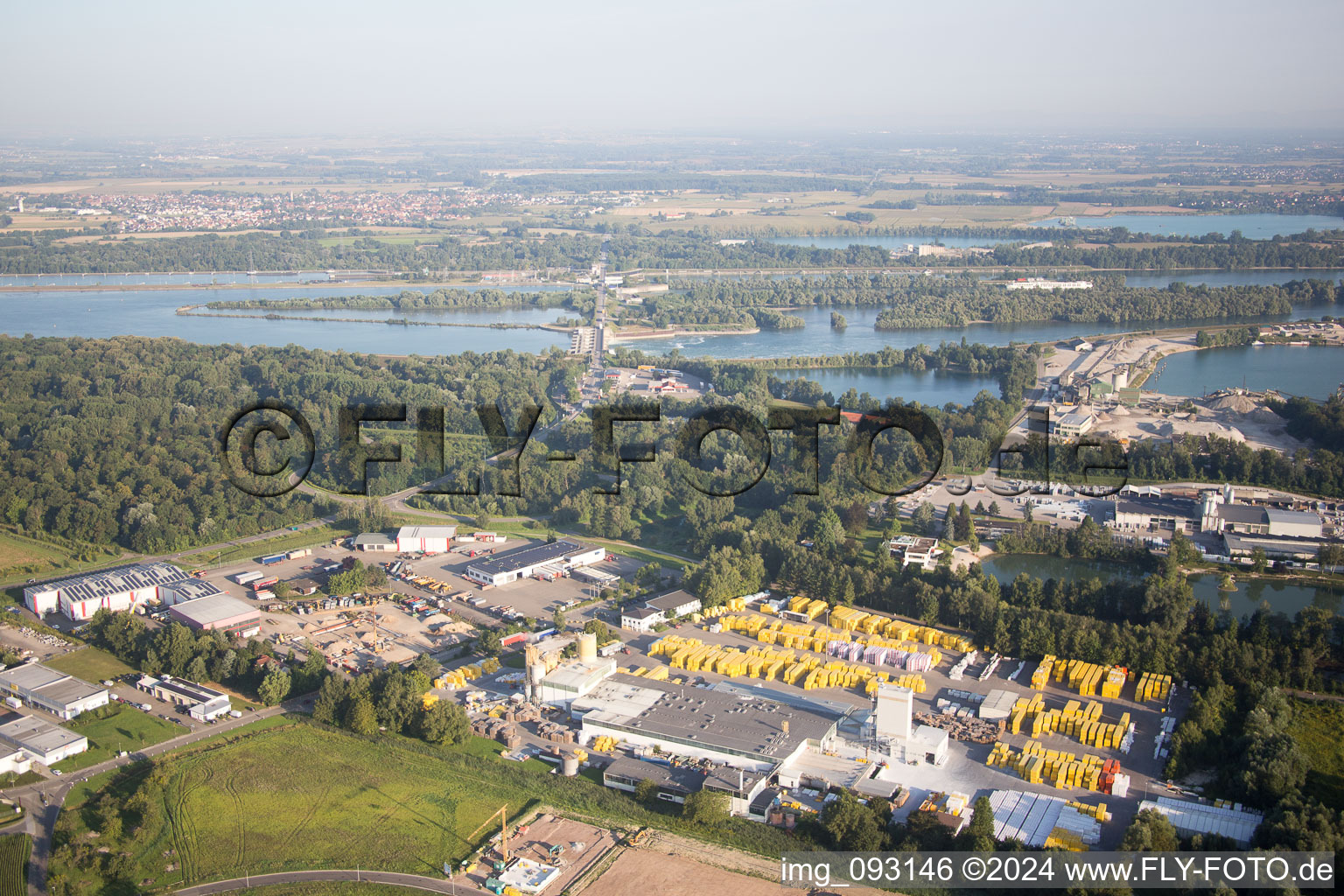 Vue aérienne de Xella Allemagne à le quartier Freistett in Rheinau dans le département Bade-Wurtemberg, Allemagne