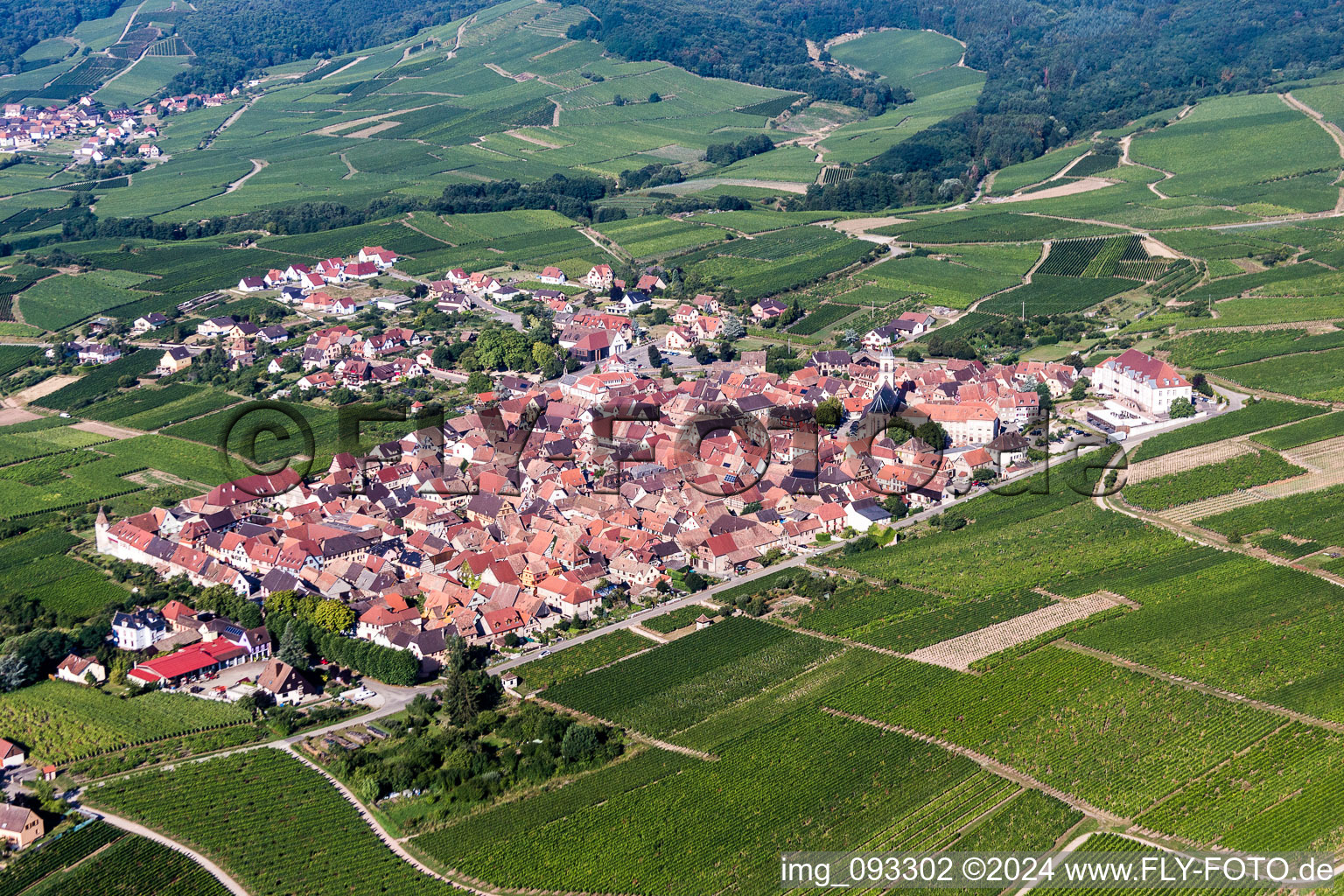 Vue aérienne de Vignobles à Saint-Hippolyte dans le département Haut-Rhin, France