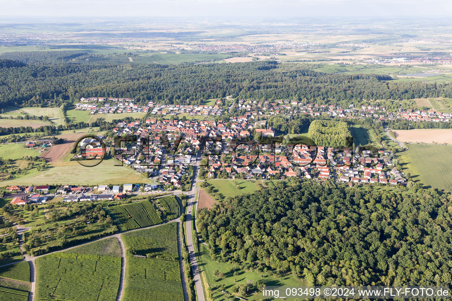 Vue aérienne de Du sud à Freudental dans le département Bade-Wurtemberg, Allemagne