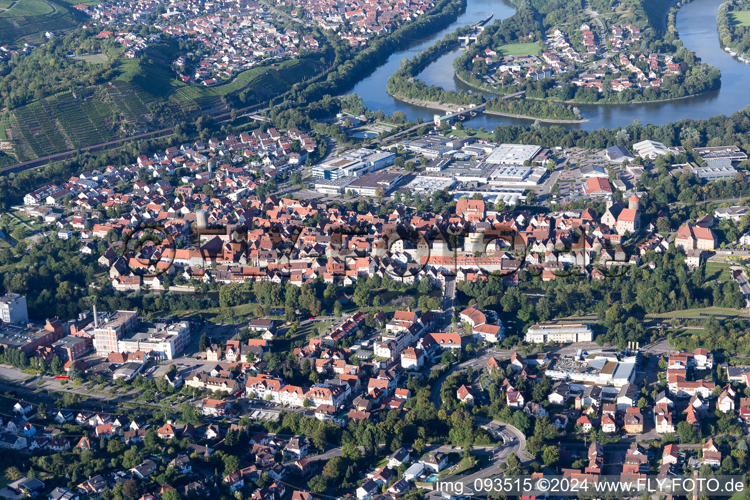 Vue oblique de Besigheim dans le département Bade-Wurtemberg, Allemagne