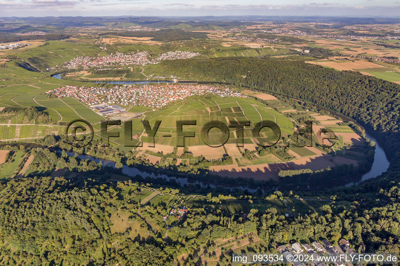 Vue aérienne de Zones riveraines du Neckar à Hessigheim dans le département Bade-Wurtemberg, Allemagne