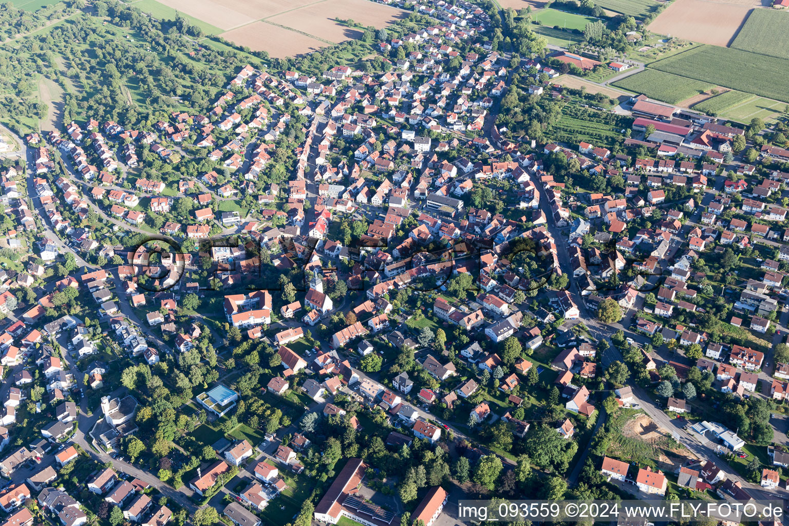 Vue aérienne de Vue des rues et des maisons des quartiers résidentiels à Erdmannhausen dans le département Bade-Wurtemberg, Allemagne