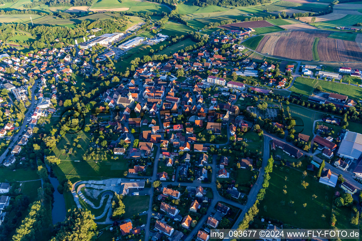 Vue oblique de Bühlertann dans le département Bade-Wurtemberg, Allemagne