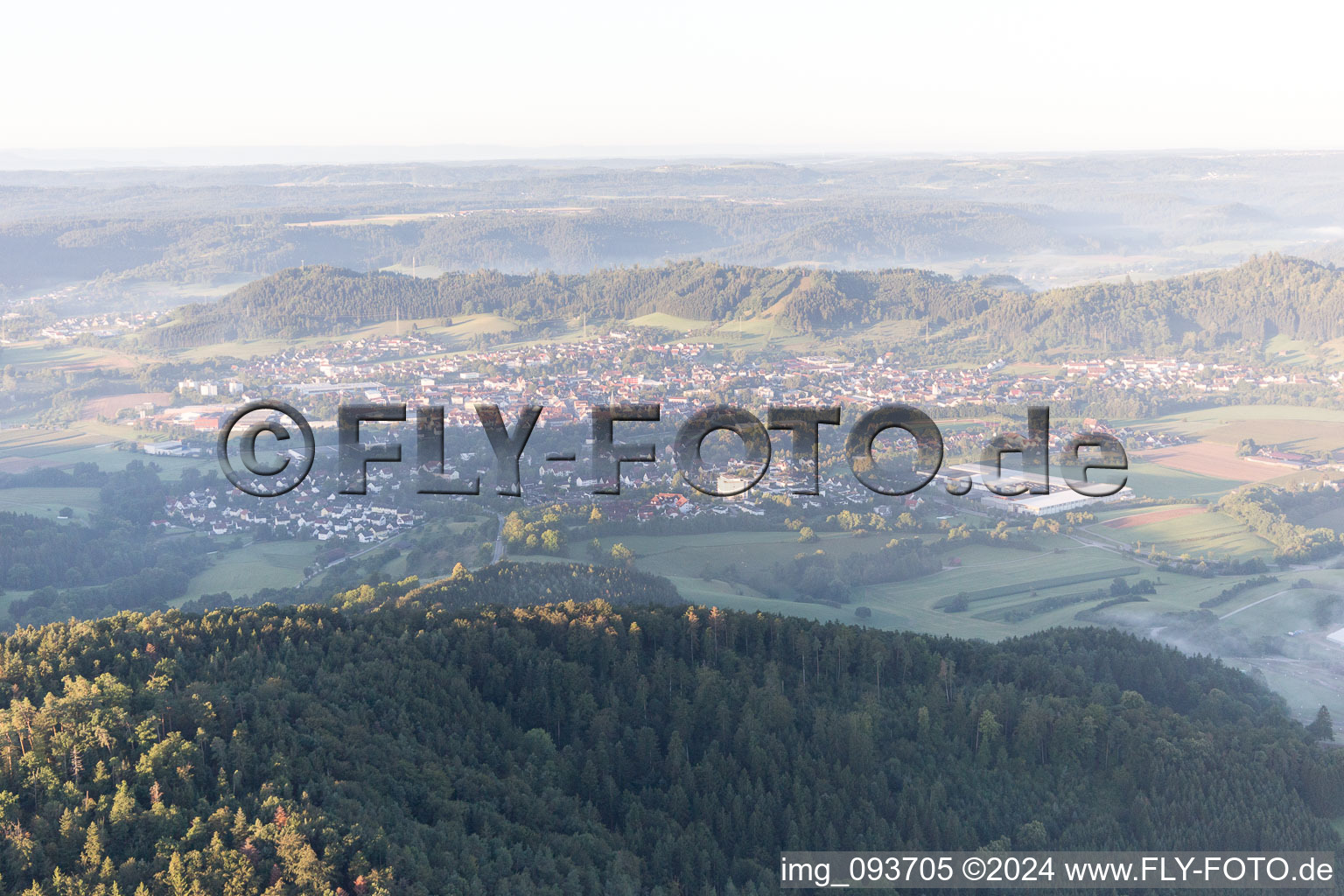 Vue oblique de Gaildorf dans le département Bade-Wurtemberg, Allemagne