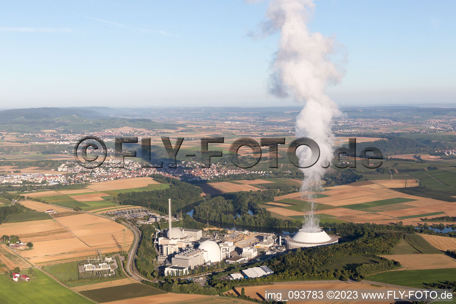 Photographie aérienne de Centrale nucléaire à Neckarwestheim dans le département Bade-Wurtemberg, Allemagne
