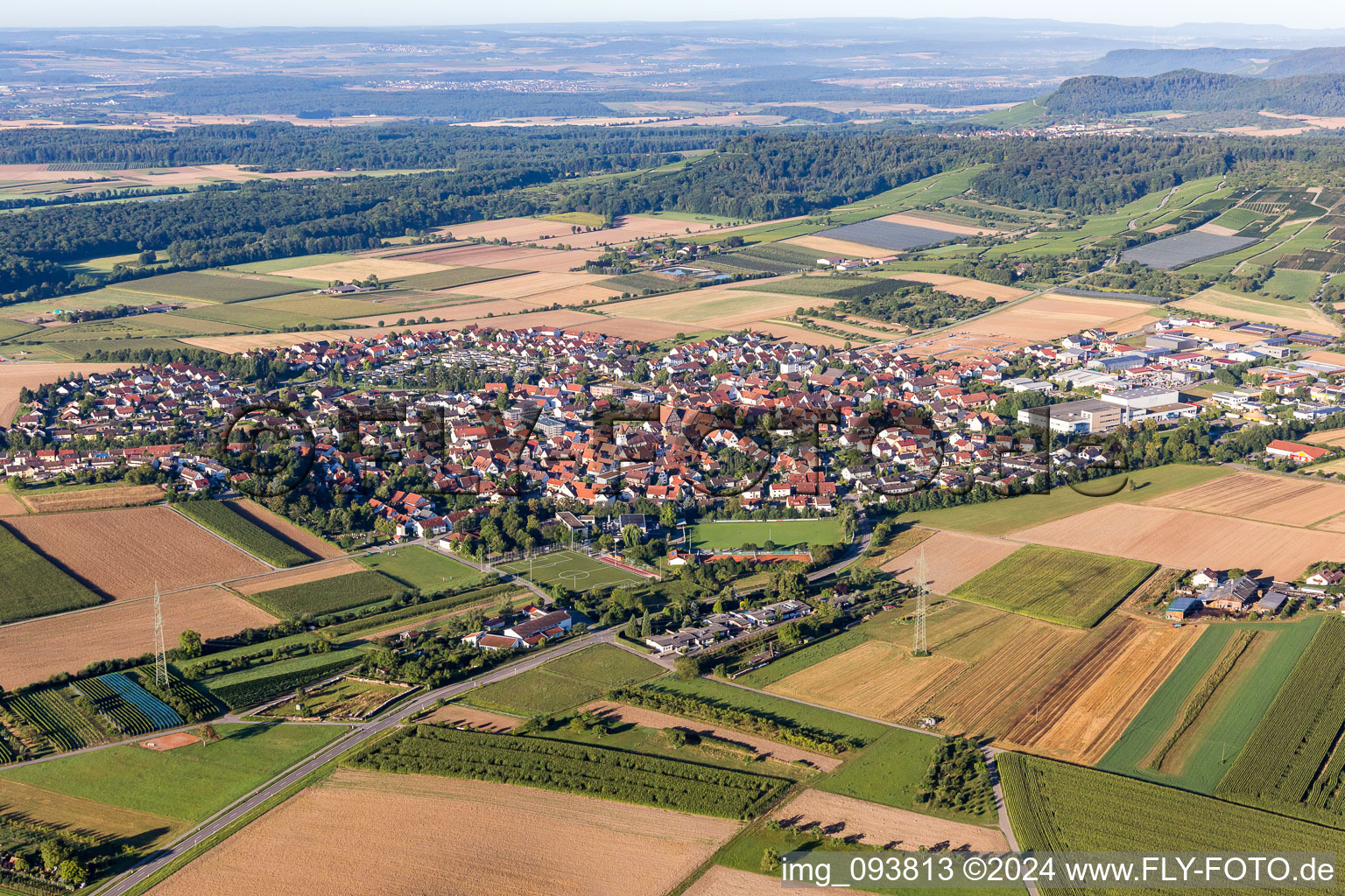 Vue aérienne de Champs agricoles et surfaces utilisables à Erligheim dans le département Bade-Wurtemberg, Allemagne