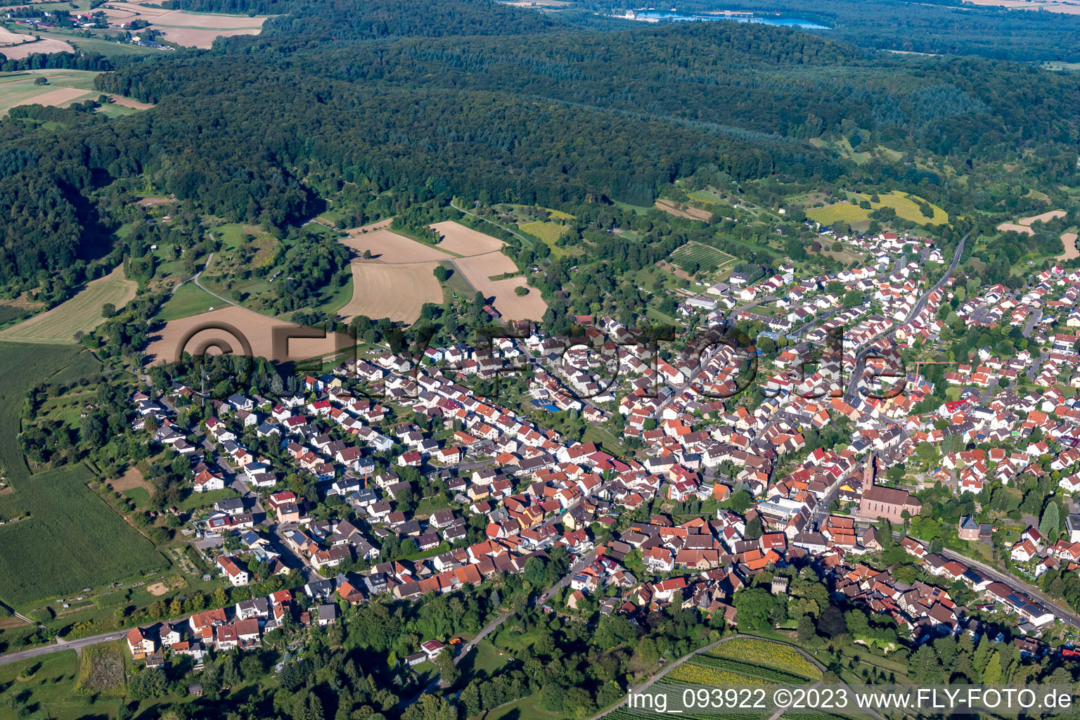 Vue oblique de Quartier Obergrombach in Bruchsal dans le département Bade-Wurtemberg, Allemagne
