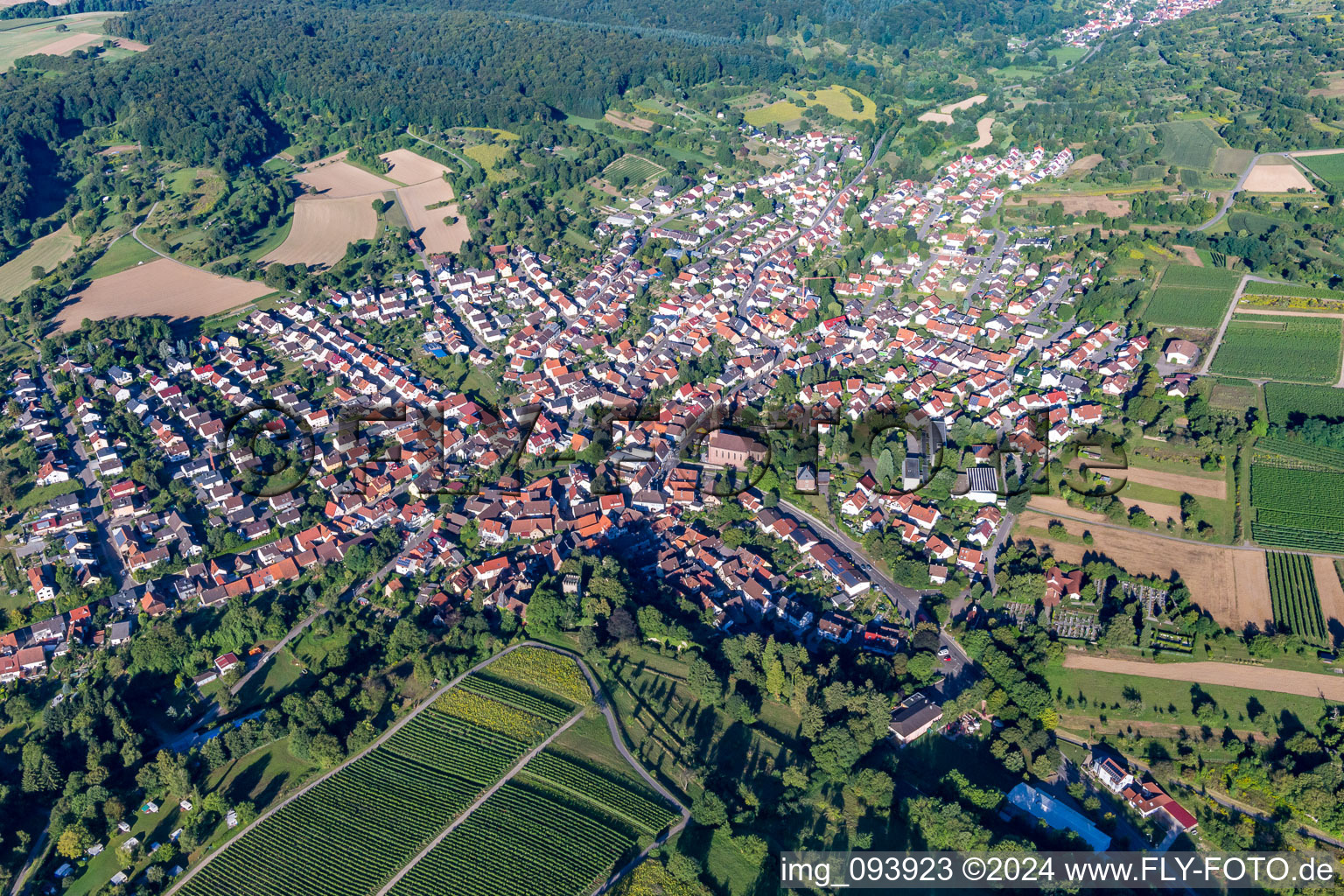 Quartier Obergrombach in Bruchsal dans le département Bade-Wurtemberg, Allemagne d'en haut