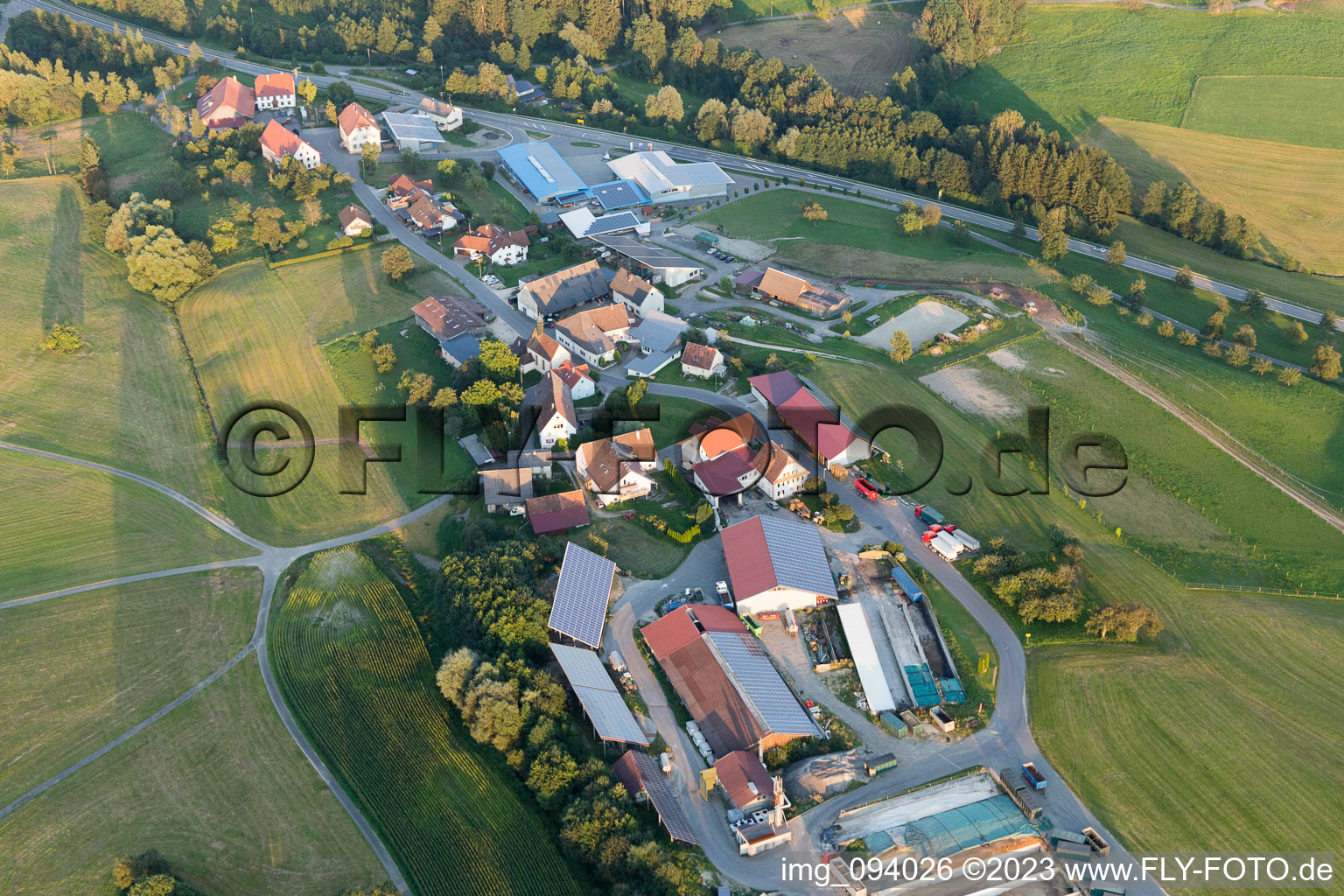 Vue aérienne de Propriété d'une ferme Mathäus Muffler Agriculture à Mühlingen dans le département Bade-Wurtemberg, Allemagne