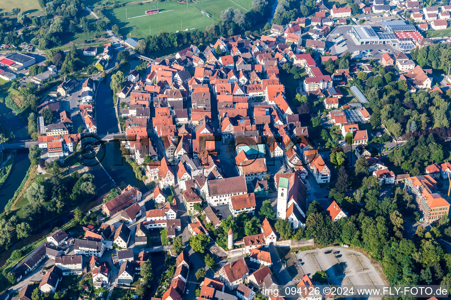 Vue aérienne de Vieille ville et centre-ville à Riedlingen dans le département Bade-Wurtemberg, Allemagne