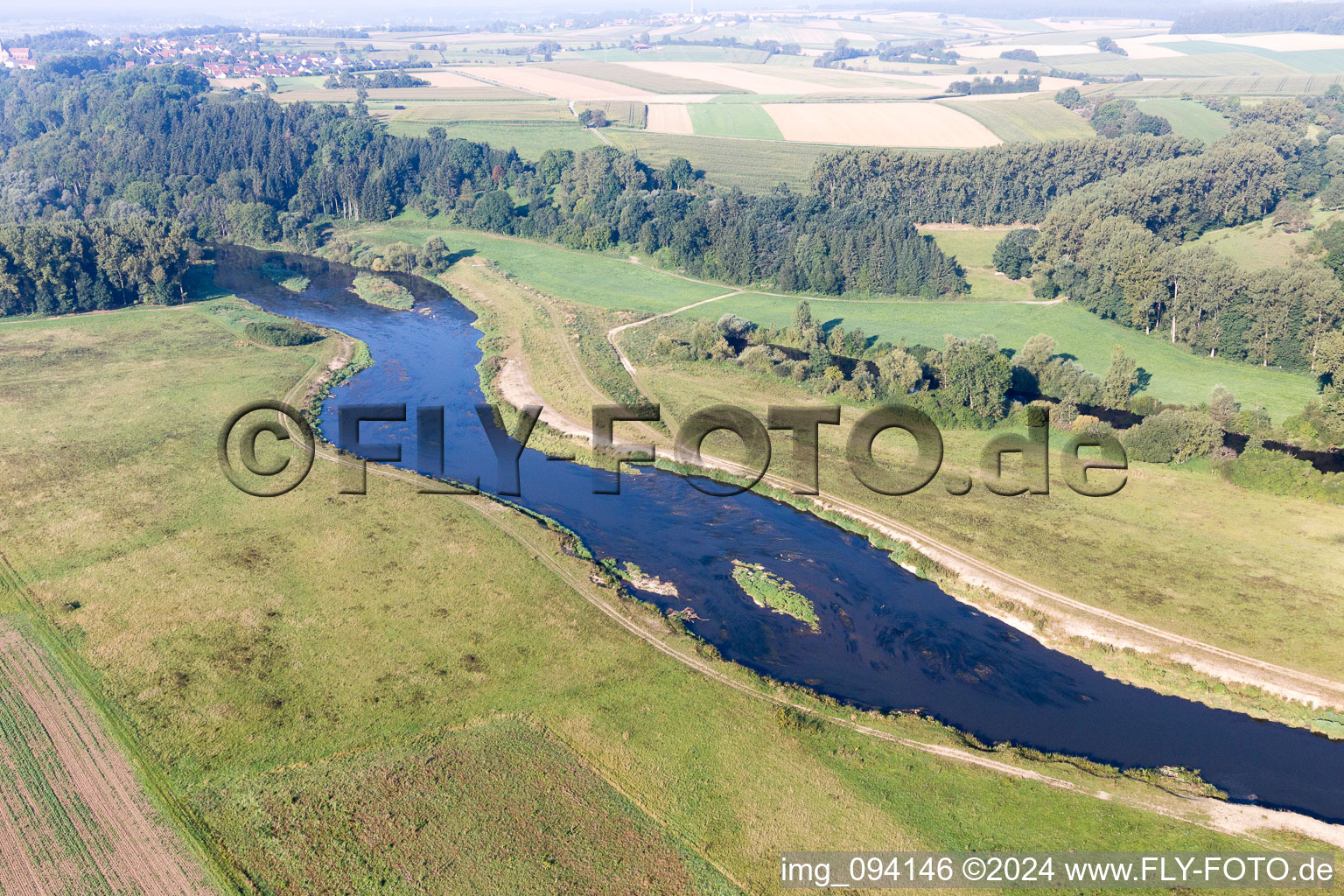 Vue aérienne de Cours du Danube à le quartier Hundersingen in Herbertingen dans le département Bade-Wurtemberg, Allemagne