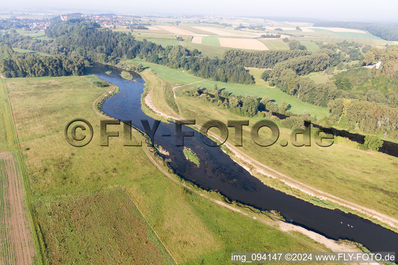 Photographie aérienne de Cours du Danube à le quartier Hundersingen in Herbertingen dans le département Bade-Wurtemberg, Allemagne