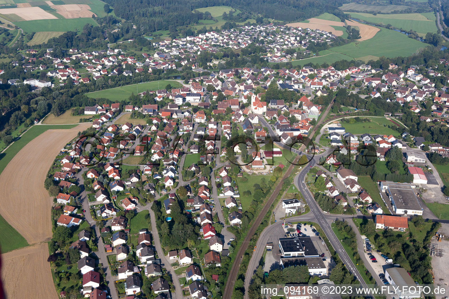 Vue aérienne de Sigmaringendorf dans le département Bade-Wurtemberg, Allemagne