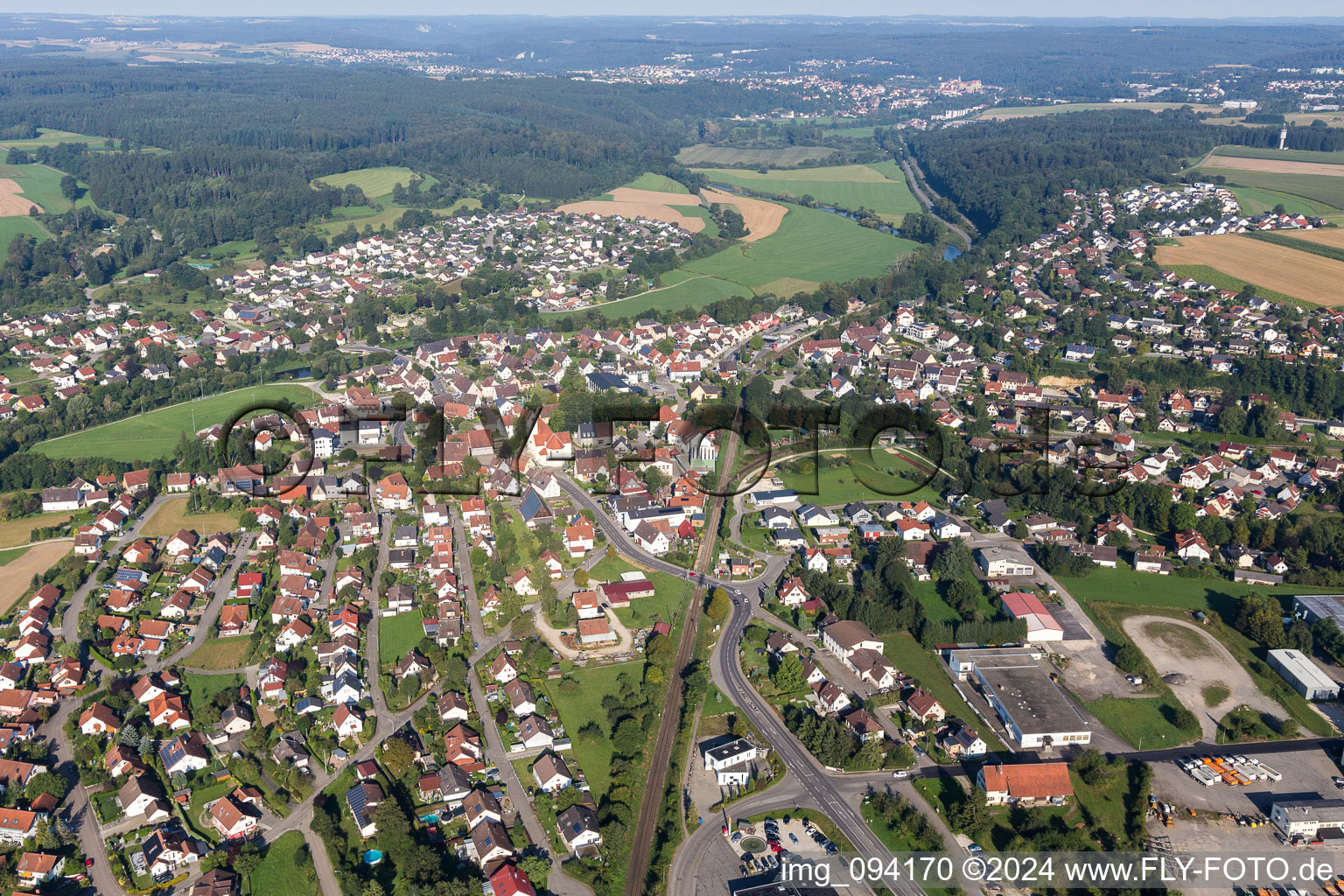 Vue aérienne de Zones riveraines du Danube à Sigmaringendorf dans le département Bade-Wurtemberg, Allemagne