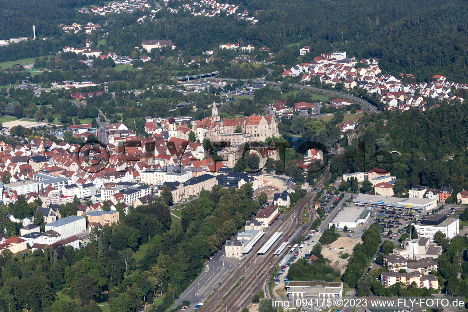 Vue aérienne de Sigmaringen dans le département Bade-Wurtemberg, Allemagne