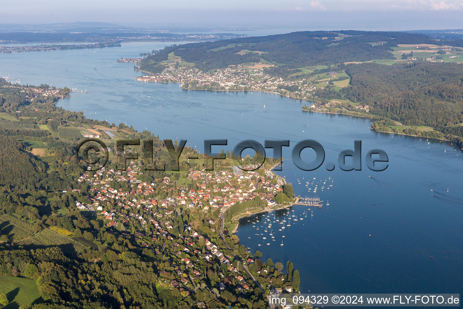 Photographie aérienne de Surfaces riveraines du lac Untersee en Wangen à le quartier Wangen in Öhningen dans le département Bade-Wurtemberg, Allemagne