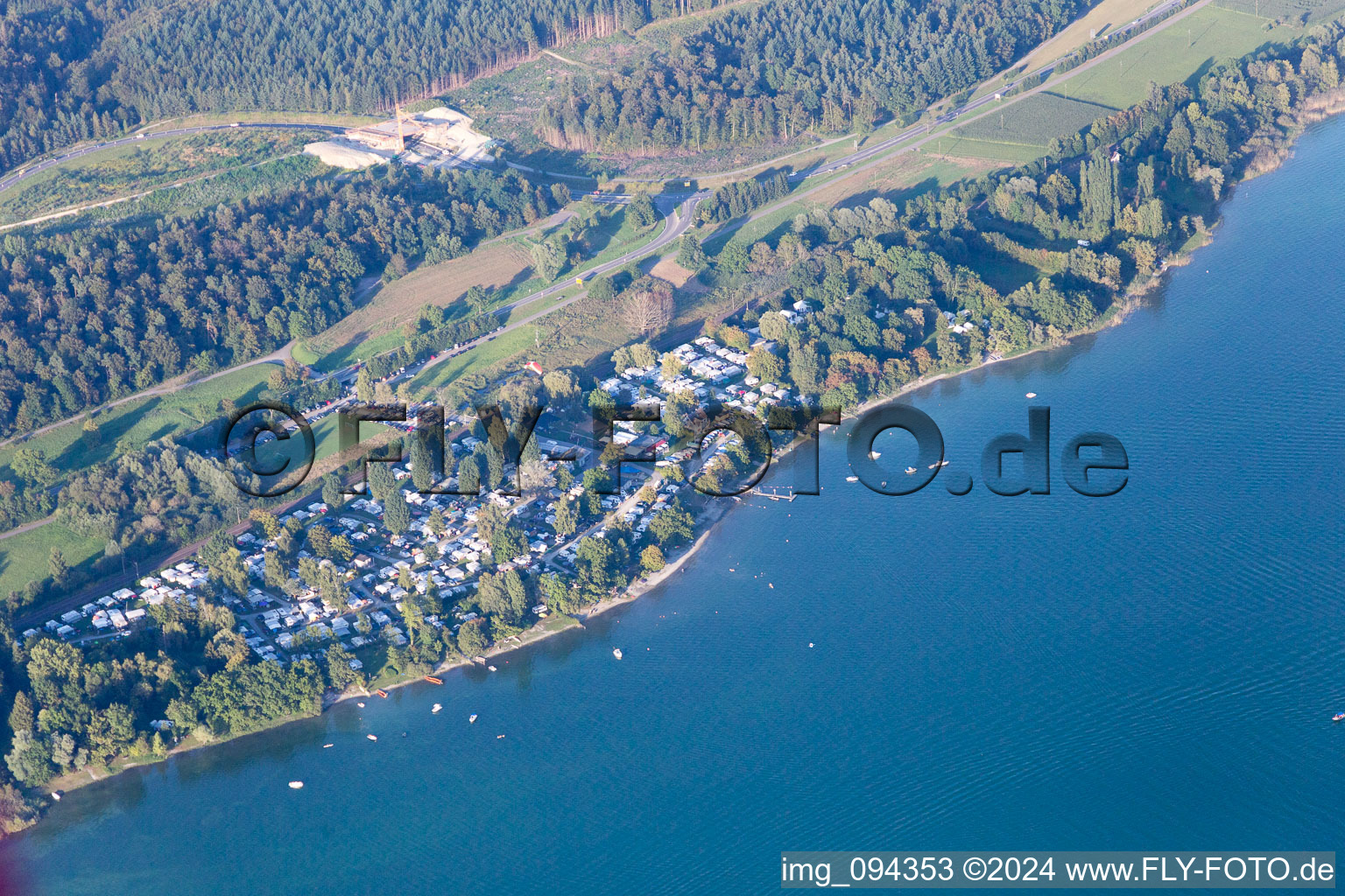 Vue aérienne de Camping Williams à le quartier Niederzell in Reichenau dans le département Bade-Wurtemberg, Allemagne